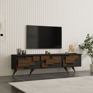 TV cabinet Trida walnut with anthracite color 160x35x45cm