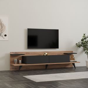 TV cabinet, Astry walnut with anthracite color, 180x36.8x45cm