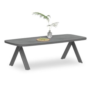 DINING TABLE CRANFIELD SM6499.01 DARK GREY ALUMINUM-GLASS 242X110X74CM.