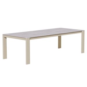 Dining table Punder HM6483.02 aluminum in cream white -- sintered stone top 220X100X75 cm.