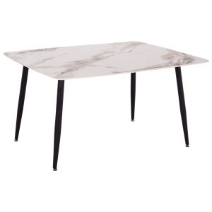 Dining table Raven HM18149.04 ceramic top with white/brown marble look 140X80X74 cm.