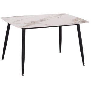 Dining table Raven HM9854.04 ceramic top with natural Calacatta marble - black metal legs 120X70X73 cm.
