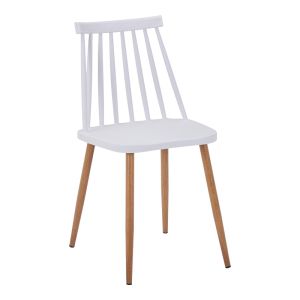 Трапезен стол Aurora бял pp-естествен цвят метални крака 42x49.5x77см