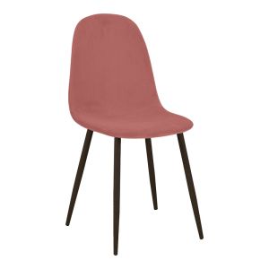Трапезен стол Bella, кадифе от гнила ябълка и черен метален крак, 43.5x52x89см