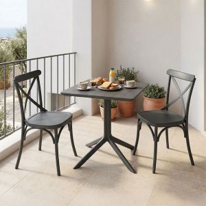 Dining table Groovy Crossie 3 pcs. anthracite PP 60x60x76cm