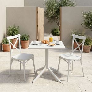 Dining table Groovy Crossie 3 pcs. white PP 60x60x76cm