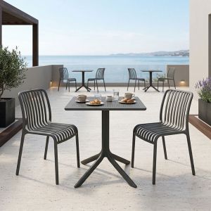 Dining table Groovy Zoi 3 pcs. anthracite PP 60x60x76cm