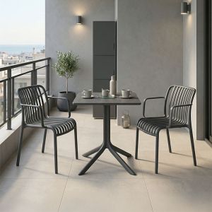 Dining table Groovy Zoi 3 pcs. anthracite PP 60x60x76cm