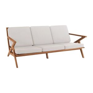 Three-seater garden sofa with cushions Dahlia solid teak in natural color with cream cushions 190X76X82CM