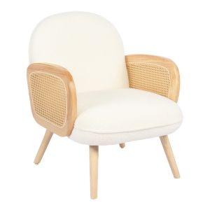 Stedy armchair with white plush fabric and natural legs 78x64x82cm