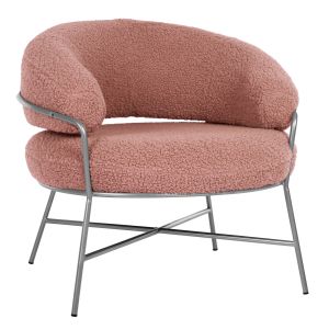 Armchair Trudi HM8639.32 with dusty pink boucle fabric and silver metal frame 84X79X76 cm.