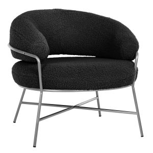 Armchair Trudi HM8639.34 black boucle fabric and silver metal frame 84X79X76 cm.