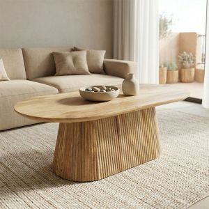 Aithra coffee table, solid mango wood in natural shade, 120x60x42 cm
