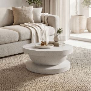Coffee table Bold Stone Cerba white matte MGO D70x30cm