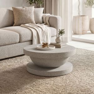 Coffee table Bold Stone Cerba ecru matte MGO D70x30cm
