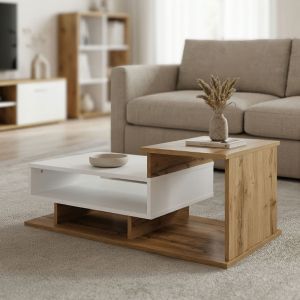 Coffee table Nuvele sonoma - white color 90x50x35cm
