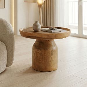 Tobola coffee table made of suar wood in natural color D60x45cm