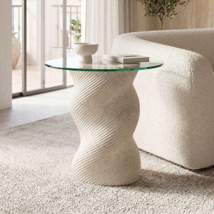 Torsie Stone Klida coffee table, with travertine look, MGO, D40x63 cm