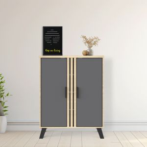 Шкаф за обувки Shoby антрацит-сонома 70.5x30x91см