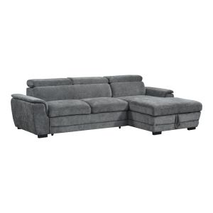 Dreamora corner sofa bed left with storage, anthracite, fabric, 270x167x82cm