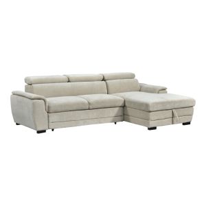 Dreamora corner sofa bed left with storage space, beige fabric, 270x167x82cm