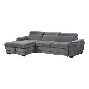Dreamora corner sofa bed with storage, black fabric, 270x167x82cm