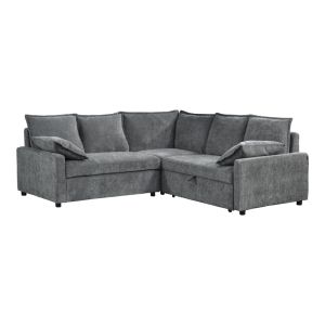 Corner sofa bed Lounivo anthracite fabric 215x215x84cm