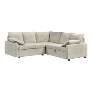 Corner sofa bed Lounivo beige fabric 215x215x84cm