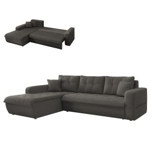 Corner sofa bed left Kanso HM3338.01L gray fabric 244X188X80 cm.