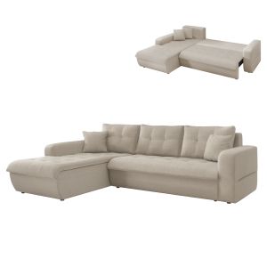 Corner sofa bed left Kanso HM3338.03L beige fabric 244X188X80 cm.