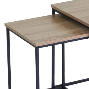 Masuta coffee tables 2 pcs. MDF black with marble effect - black metal