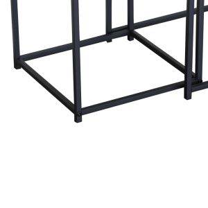 Masuta coffee tables 2 pcs. MDF black with marble effect - black metal