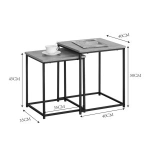 Masuta coffee tables 2 pcs. MDF black with marble effect - black metal