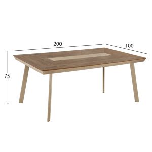 Aluminum table Taber HM5131.04 cappuccino color with polywood top 200X100X75 cm.