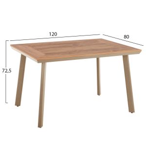 Aluminum table Taber HM5562.04 cappuccino with polywood top 120X80X72.5 cm.