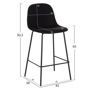 Bar stool Vincent HM9298.24 medium height - black fabric - metal legs 43X50X92.5ВСМ.