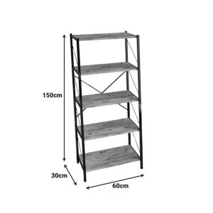 Bimblem bookcase, white marble with black metal, 60x30x150 cm