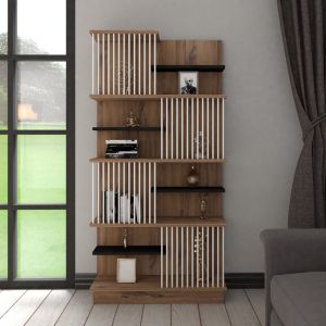Gassim sonoma bookcase with anthracite and white 80x24.6x160cm