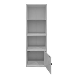 Lenobia bookcase with column and cabinet, white, 30.5x24x95cm