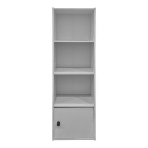 Lenobia bookcase with column and cabinet, white, 30.5x24x95cm