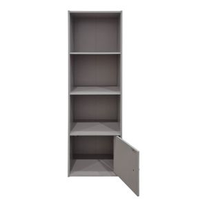Lenobia bookcase with column and cabinet, light gray, 30.5x24x95cm