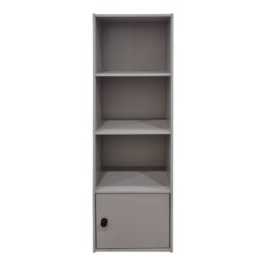 Lenobia bookcase with column and cabinet, light gray, 30.5x24x95cm