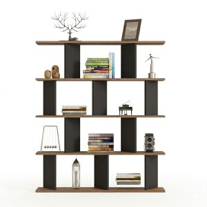 Ratu bookcase anthracite with oak color 120x24.6x141cm