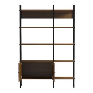 Rhombo bookcase, walnut-black, 120x35x180 cm
