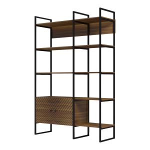 Rhombo bookcase, walnut-black, 120x35x180 cm