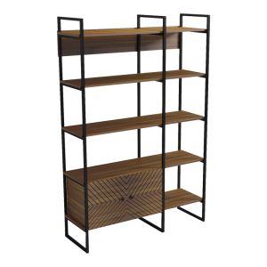 Rhombo bookcase, walnut-black, 120x35x180 cm