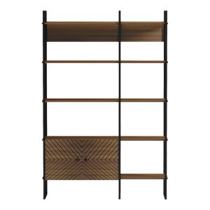 Rhombo bookcase, walnut-black, 120x35x180 cm