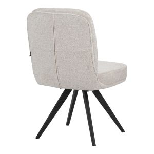 Въртящ се стол Novo, бяла букле материя, черни метални крака, 65.5x50x90см