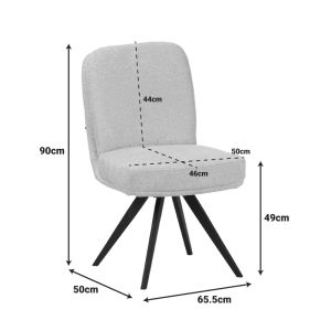 Въртящ се стол Novo, бяла букле материя, черни метални крака, 65.5x50x90см