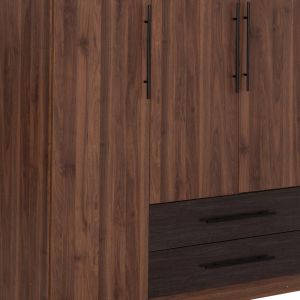 3-door wardrobe with 2 drawers Carys HM746.11 melamine in walnut/wenge color 150X55.5X160 cm.